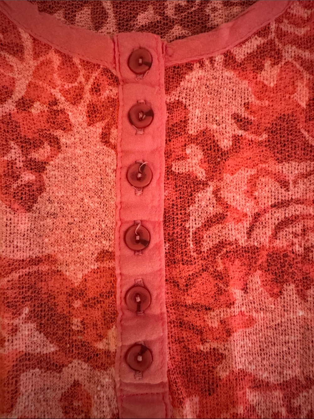 Free People Pink Floral Henley Long Sleeve Top - Picture 3 of 5